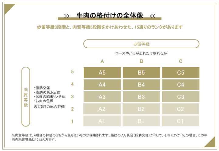 A5は味の評価ではない 牛肉の等級 ランク の決まり方 有限会社