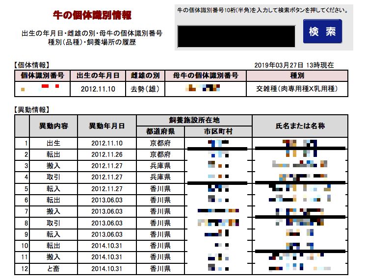 個体 識別 番号 検索