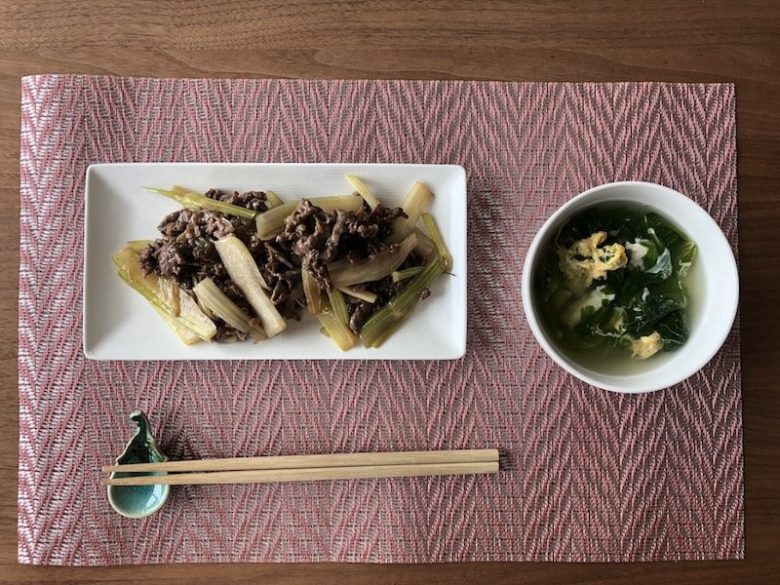 牛肉とセロリの中華風ごま油炒め